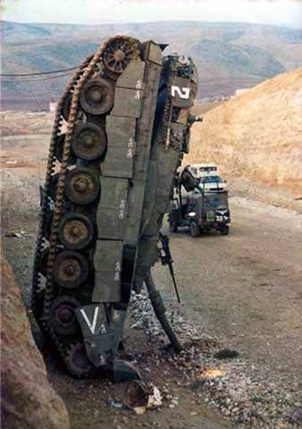 Military Tank Crashed Vertical