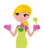 Cute blond woman cooking healthy food. Vector Illustration. Stock Photo - 10216856