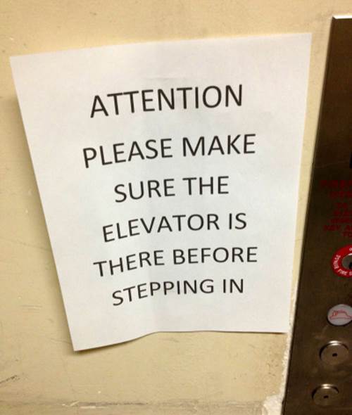 Elevator Warning Sign