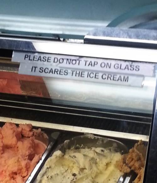 please do not tap on the glass it scares the ice cream
