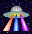 alien spaceship with colored lights animation