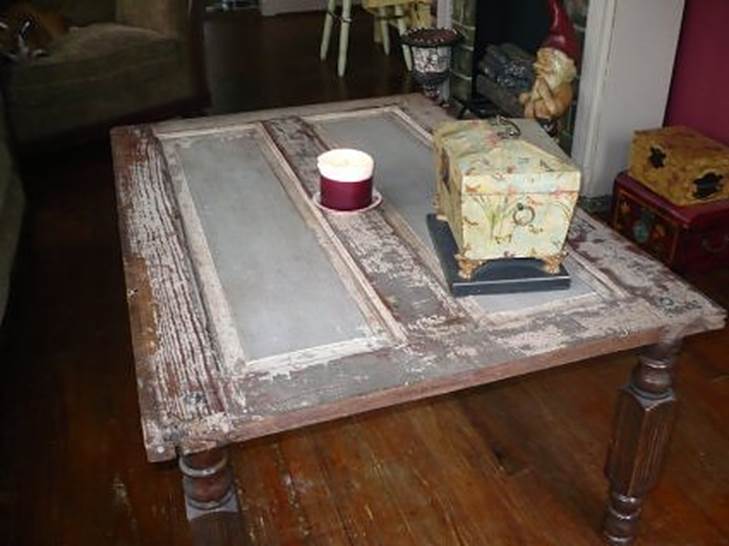 old door turned into coffee table