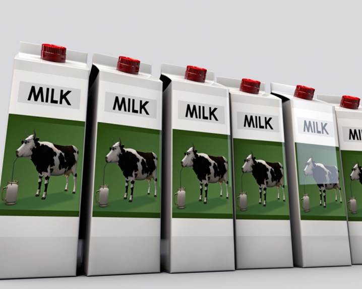Row of milk cartons