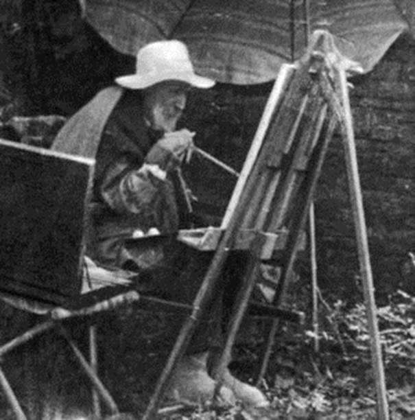Renoir paints with a brush tied to his arthritic hand during the last days of his life.