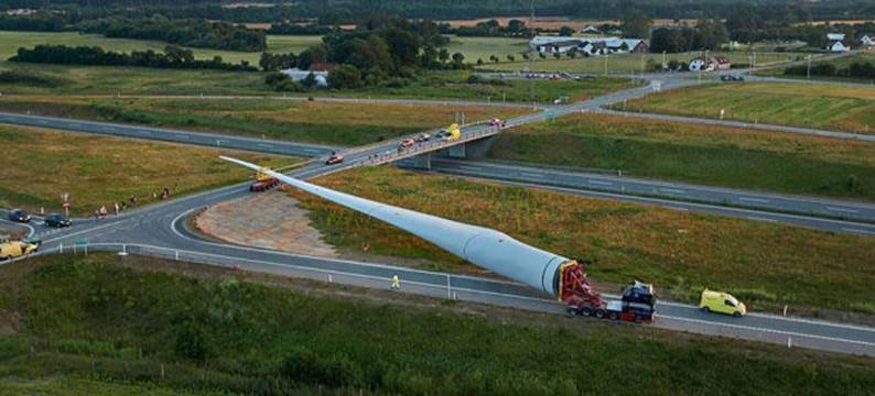 The world's largest wind turbine blade on the road