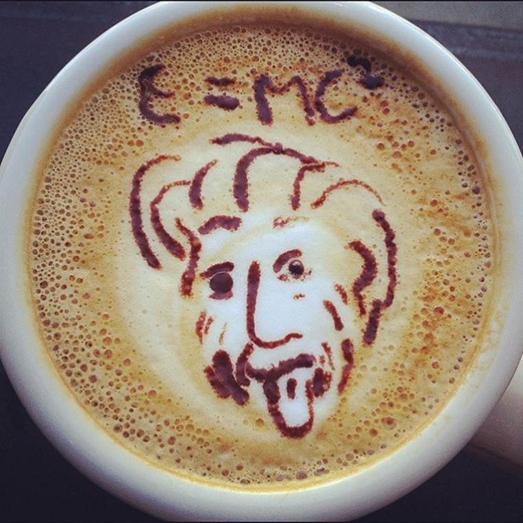 Einstein face in latte