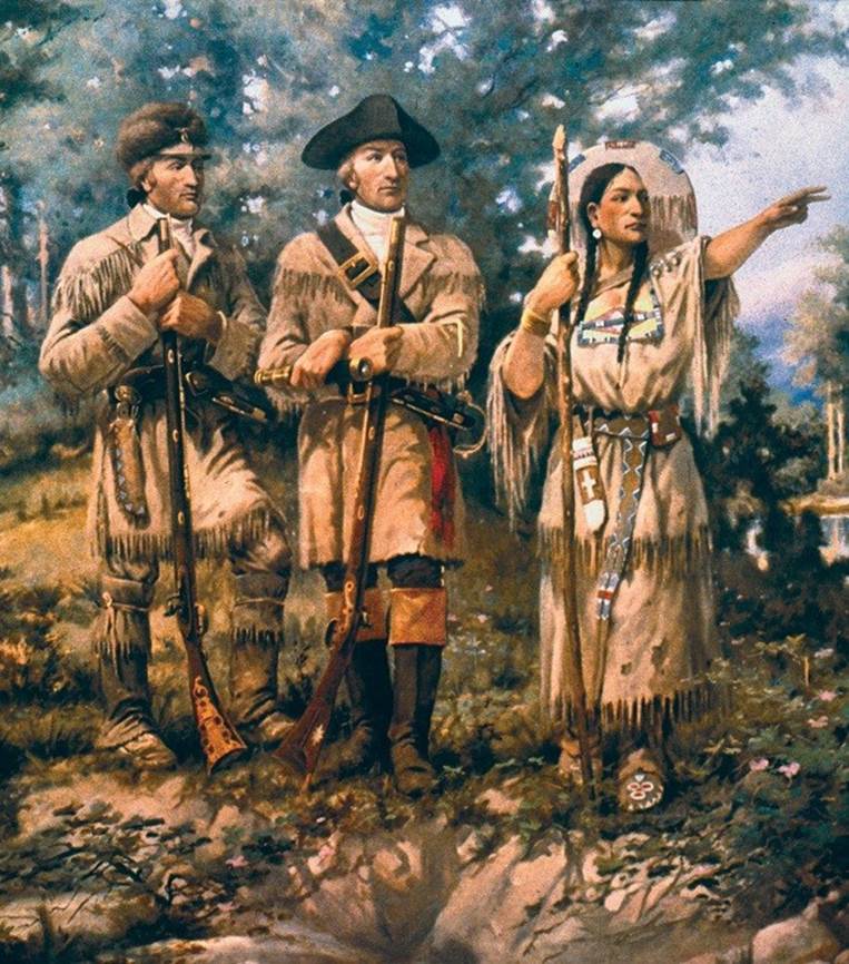 Detail_Lewis_&_Clark_at_Three_Forks with sacagawea