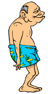  old man in swimming trunks animation