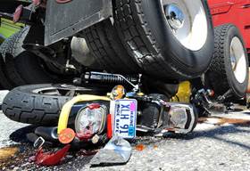 Image result for TRUCK DRIVING OVER A MOTORCYCLE