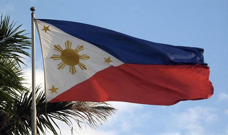 During peacetime the flag of the Philippines is flown with the blue stripe on top, but during war it is flown upside down, with the red stripe facing up