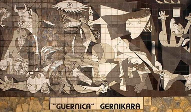 Picasso's famous picture Guernica is about the German bombing of the small town. While he was living in Paris, a Nazi officer allegedly asked him about his painting, 