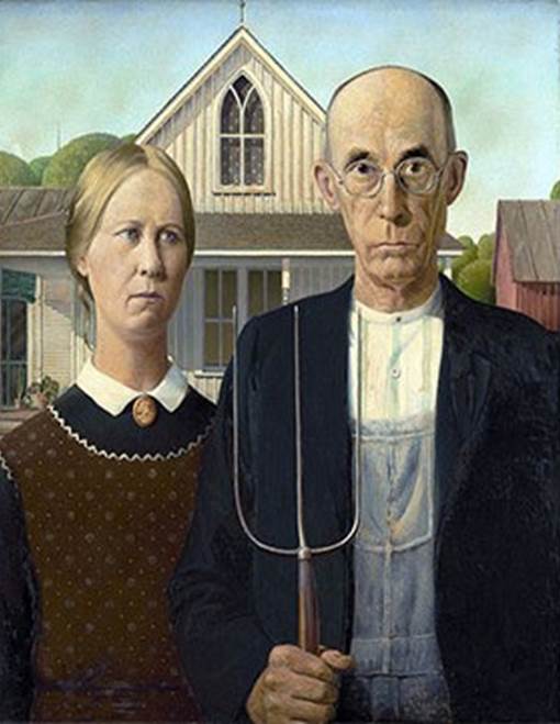 Although many people think the American Gothic painting by Grant Wood is of a husband and wife, it is actually of a father and his daughter