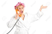 Image result for WOMAN ON PHONE IN BATHROBE