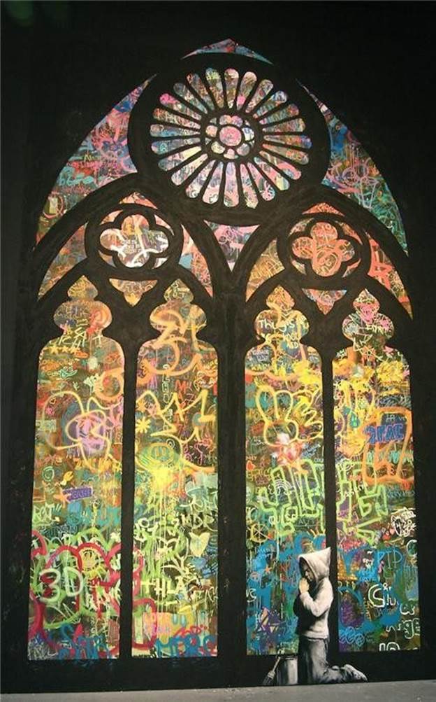 amazing art, street art, AWESOME ART: Banksy's stained glass windows