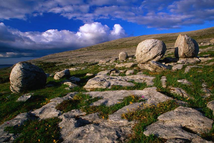 The Burren area in County Clare is the most extensive limestone region in Ireland or Britain
