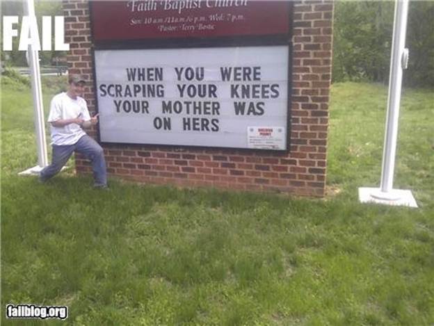 on her knees Funny Church Signs   Sexual Innuendo (Photo Gallery)