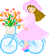 girl in pink on a bicycle animation