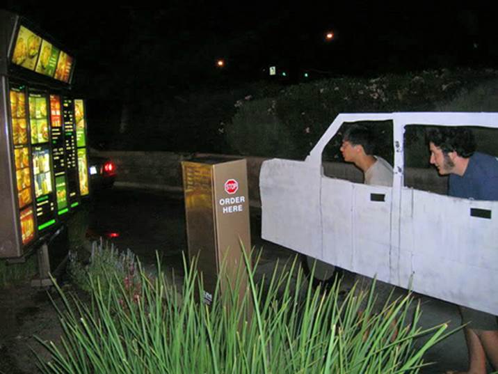 http://prankked.com/wp-content/uploads/2011/06/hilarious-drive-thru-fake-car-prank-college-guys-funny-cardboard-car.jpg