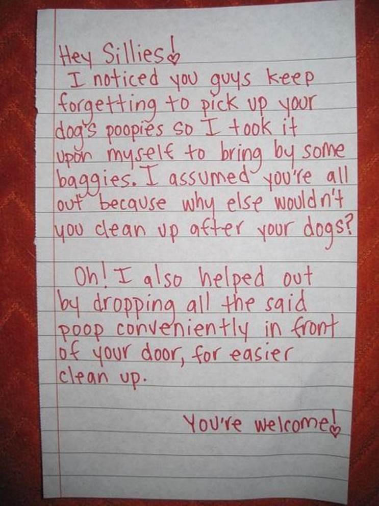 Passive aggressive neighbour notes31 Funny: Passive aggressive neighbour notes