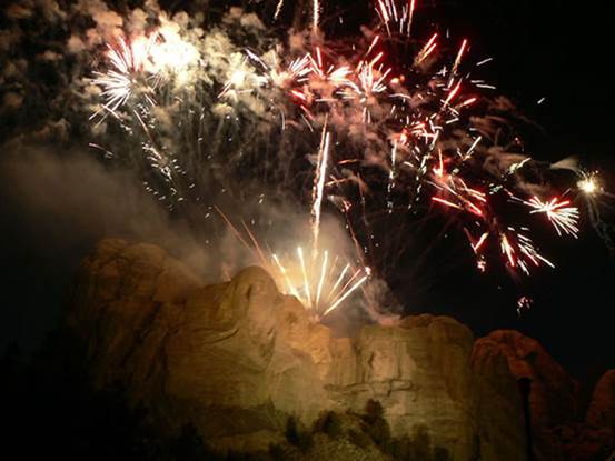 Fireworks at Mount Rushmore National Memorial ended a day full of patriotic entertainment and celebrations