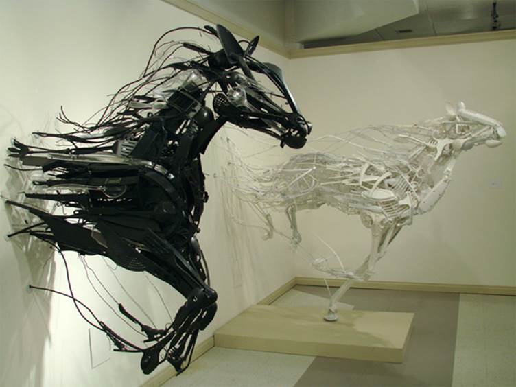 Animal Sculptures Made from Reclaimed Household Objects sculptures recycling animals 