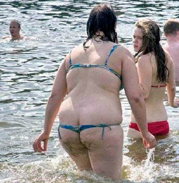 fat woman in bathing suit.