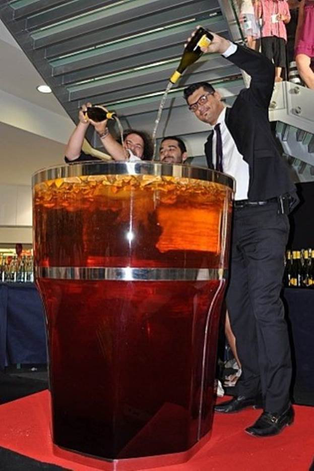 Spritzer--Also found in Italy is the world's largest spritzer. It holds approximately 126.7 gallons of the drink.