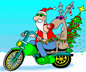  father christmas on a motorbike   animation