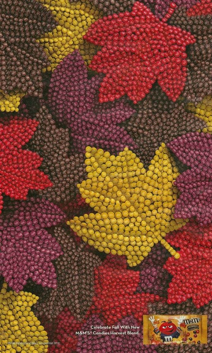 Autumn leaves made of M&Ms (via an open [sketch]book) by allie