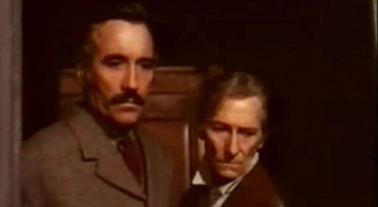 Lee and his close friend Peter Cushing in Horror Express in 1972