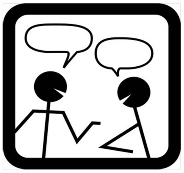 Two people in conversation
