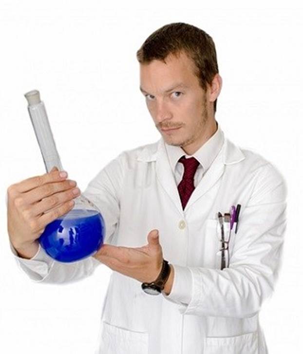 scientist with beaker