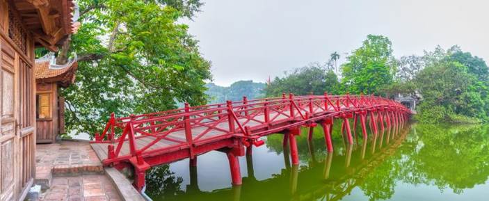 Hoan Kiem Lake in Hanoi in Vietnam