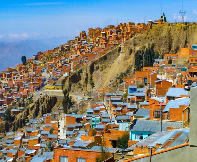 The rooftops of Bolivian capital city La Paz
