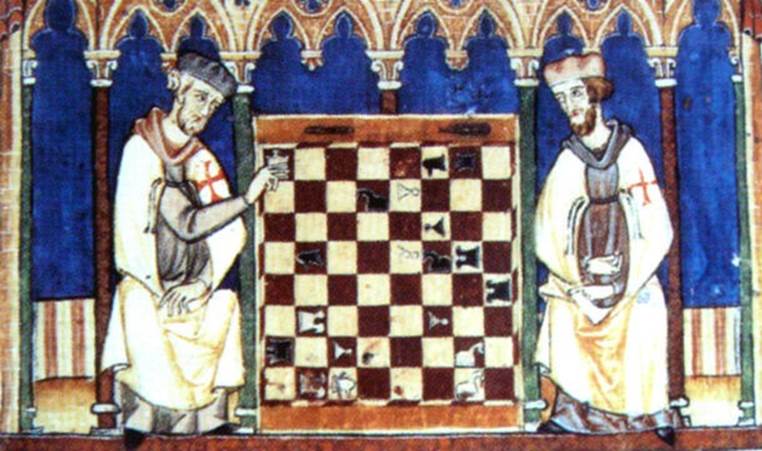 The folding chessboard was originally invented in 1125 by a chess-playing priest. Since the Church forbade priests to play chess, he hid his board by making one that looked simply like two books lying together.