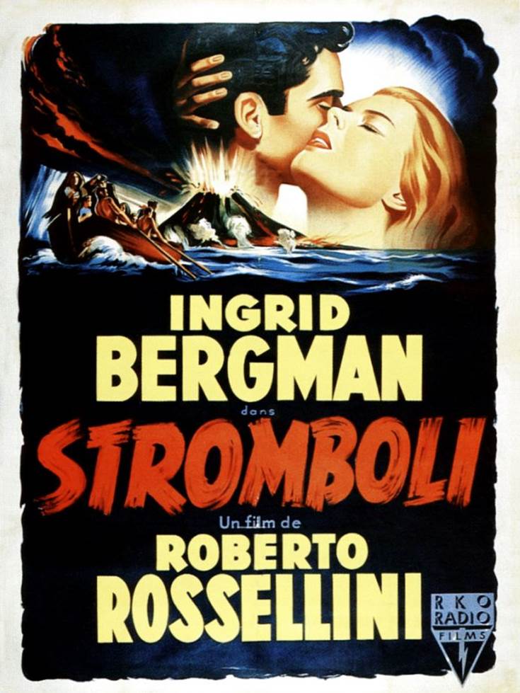 'Stromboli’ (1950) – Ingrid Bergman & Roberto Rossellini Here’s some extra-marital business that ended in real trouble…When Swedish actress Ingrid Bergman wrote to the Italian auteur Roberto Rossellini to tell him how much she admired his work, he immediately invited her to collaborate with him. This partnership turned physical and she left her dentist husband Petter Lindström for the director. Bergman was vilified in the US for her affair and was even denounced on the floor of the US Senate by senator Edwin Johnson for her 'indecent behaviour’. Which seems a bit harsh…