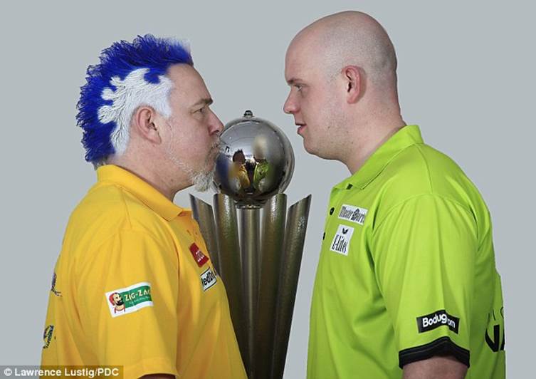 Head to head: Peter Wright will face Michael van Gerwen in the World Championship final