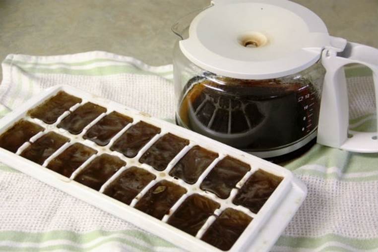 Freeze coffee in an ice tray and use these instead of water cubes the next time you want iced coffee. This will prevent your iced coffee from watering down.