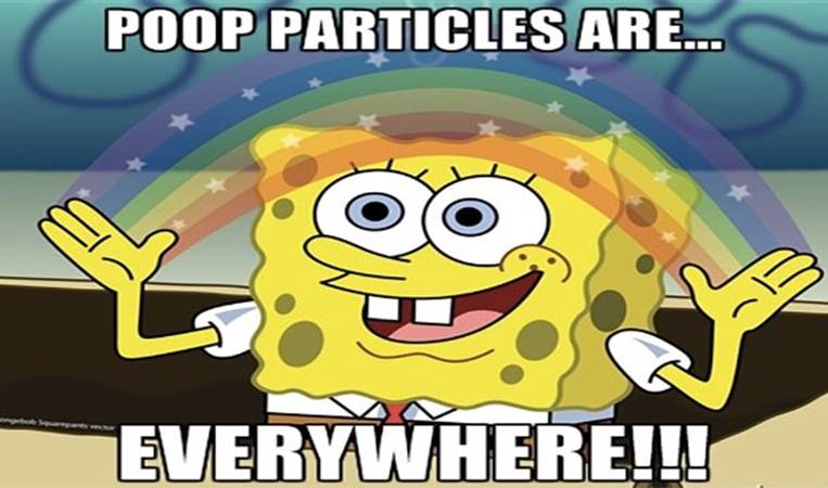 That poop particles fly all around the bathroom whenever you flush