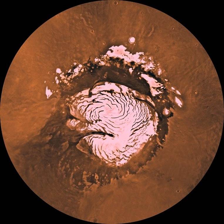 Mars nortern pole ice cap