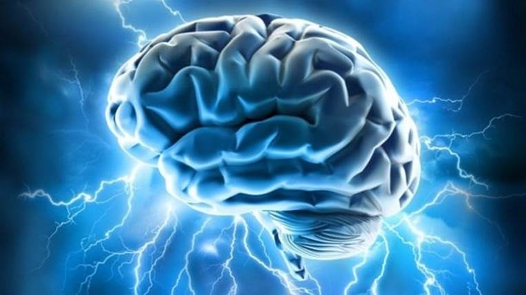 brain with electrical charges