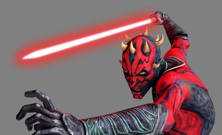 While most lightsabers have a simple metal hilt with one blade, others can be more complex and feature prominent designs. Darth Maul wielded a deadly double-bladed lightsaber, allowing him to parry easily in his duel with Obi-Wan Kenobi and Qui-Gon Jinn.