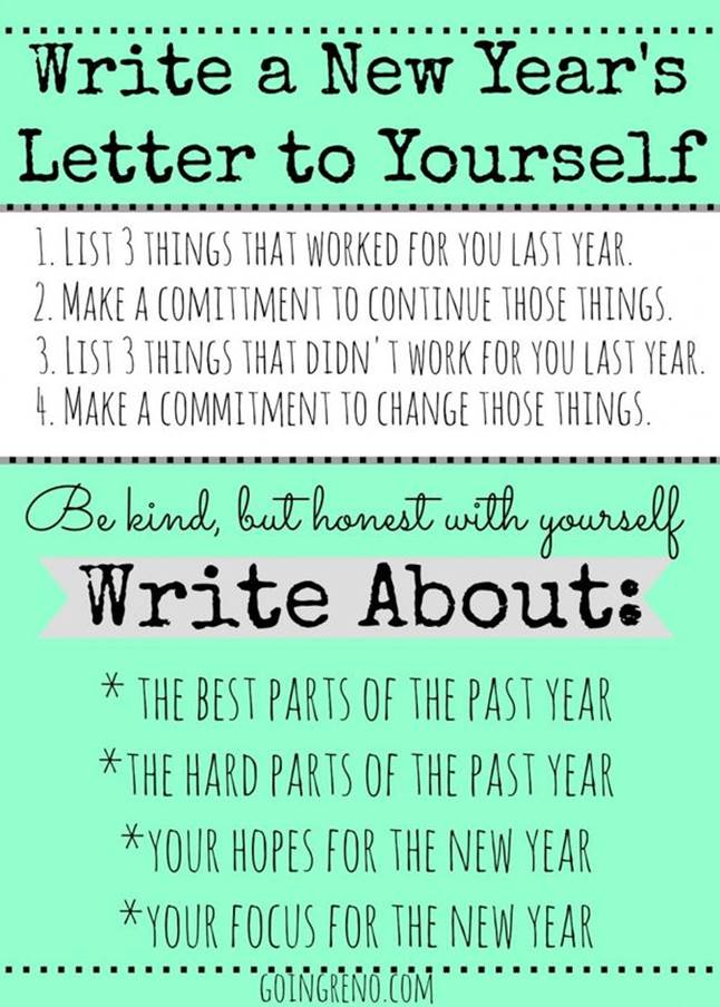 Start a New Year's Tradition of writing a letter to yourself, to open the following year on New Year's Eve.